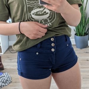 Blue stretchy high waisted shorts